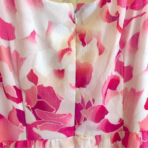 Calvin Klein Womens Pink Chiffon Floral Summer Midi Dress NWOT size 6 - Picture 7 of 11